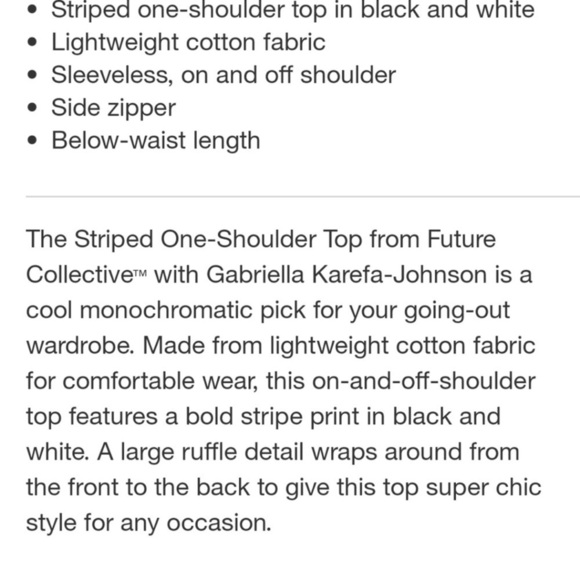 NWT Future Collective, Women's Striped One Shoulder Top size 1X black off white - Picture 6 of 15